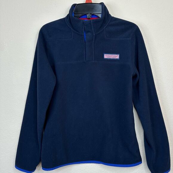 VINEYARD VINES Kids Quarter Snap Button Fleece Sweater Navy Size M(12/14) - Picture 10 of 11
